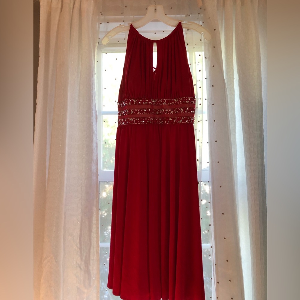 Red embellished dress